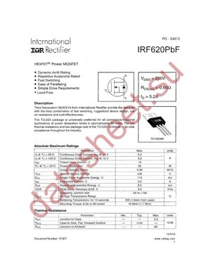 IRF620PBF datasheet  